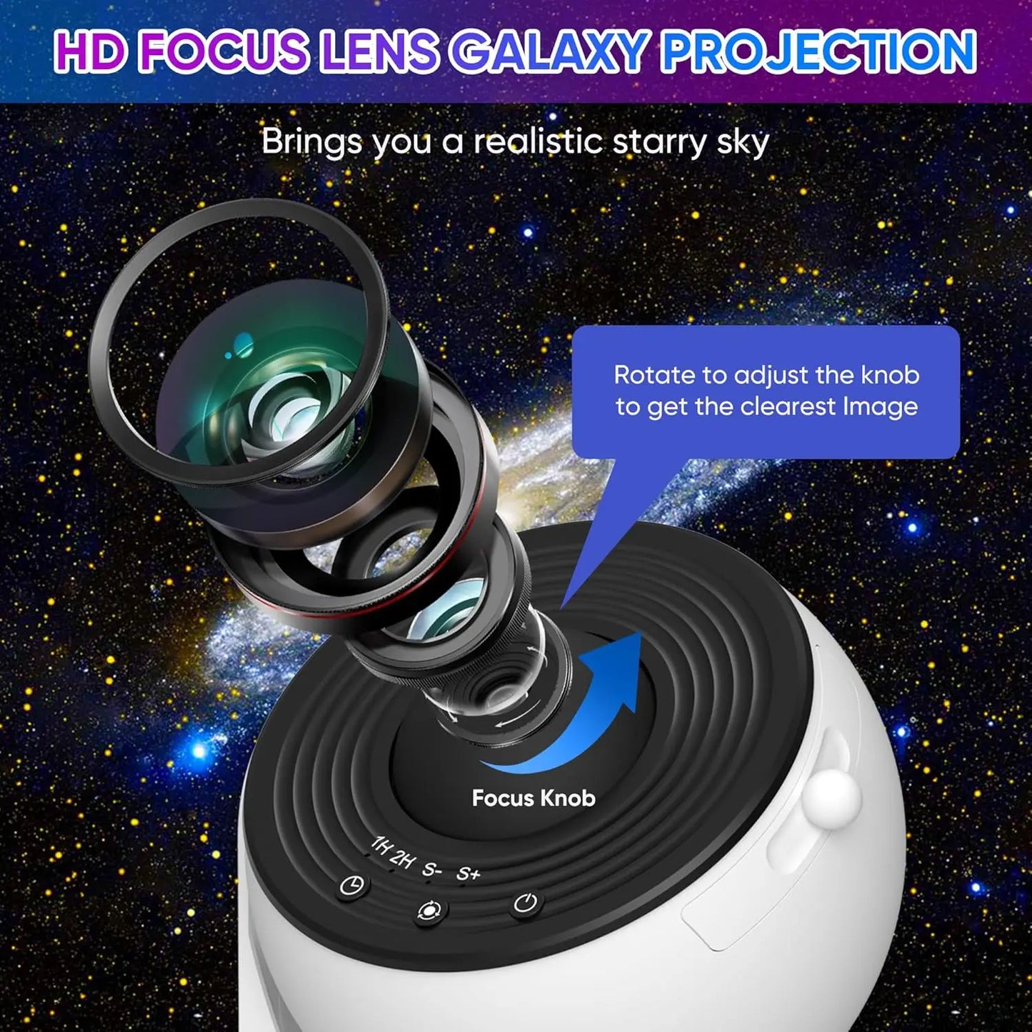 Galaxy Star Projector Night Light - 360° Rotating Planetarium Lamp for Magical Room Decor